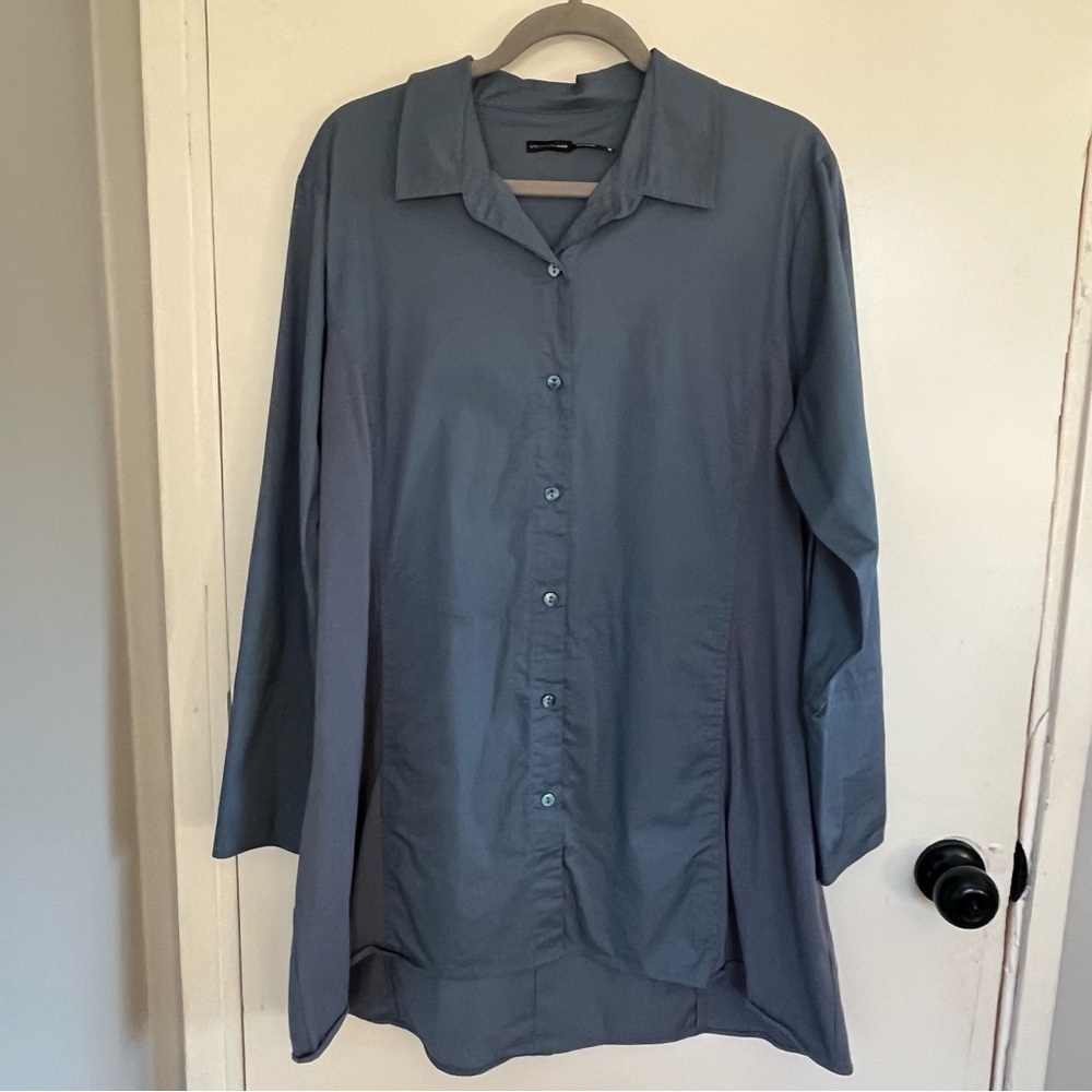 Stella Carakasi Blue Tunic Top Blouse Shirt Size XL Contemporary Lagenlook